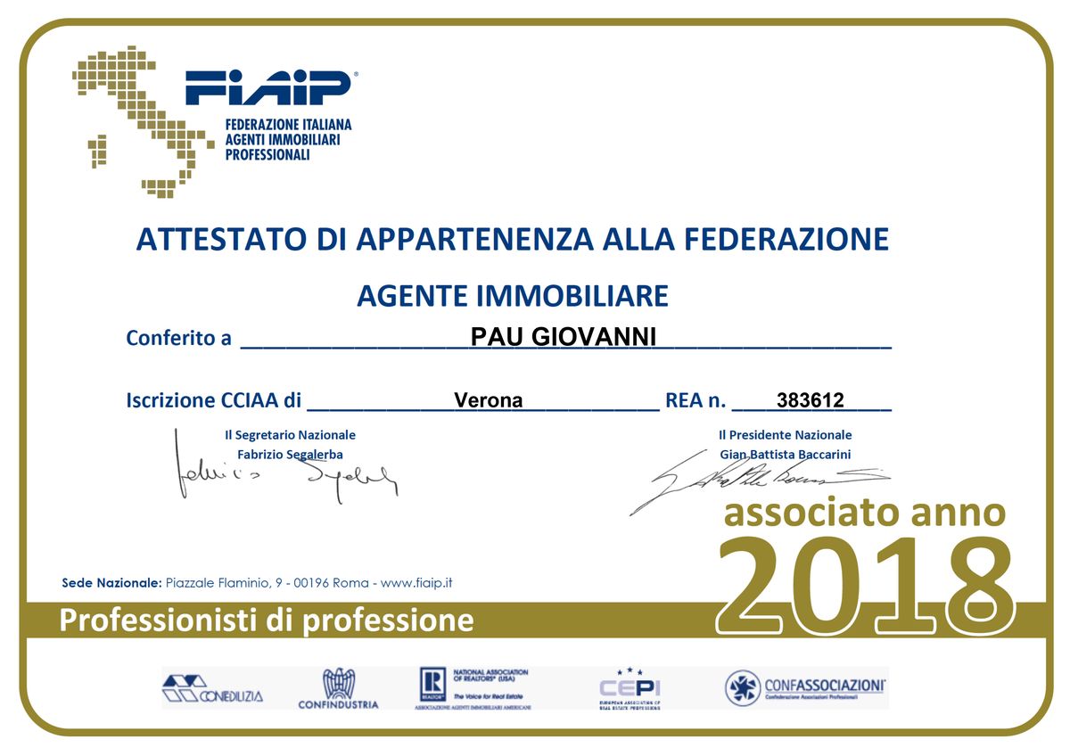 Attestato di appartenenza risultato